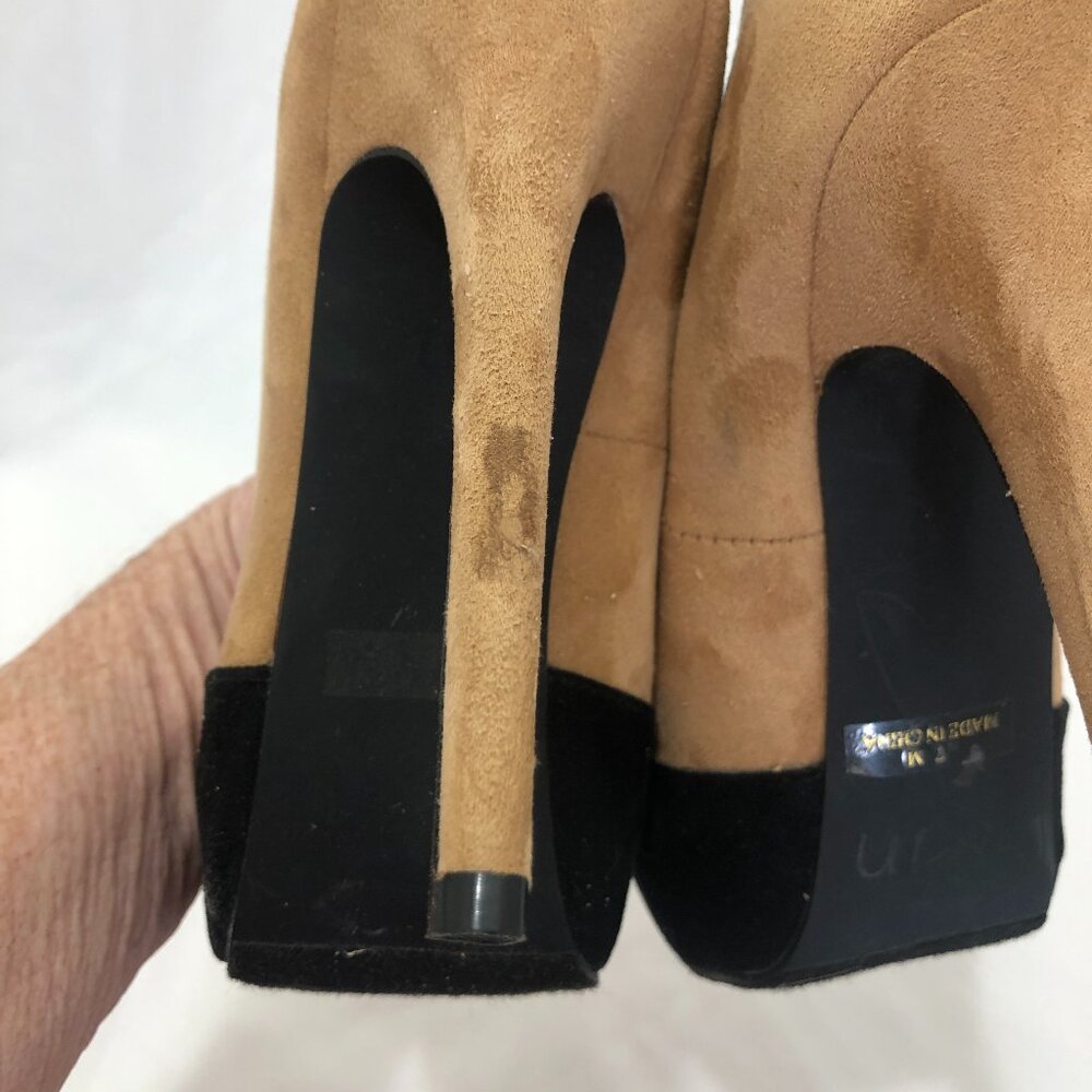 Penny Loves Kenny Women's Suede 5" Pumps Metallic Silver Studded Toe Size 7 New - Picture 15 of 16